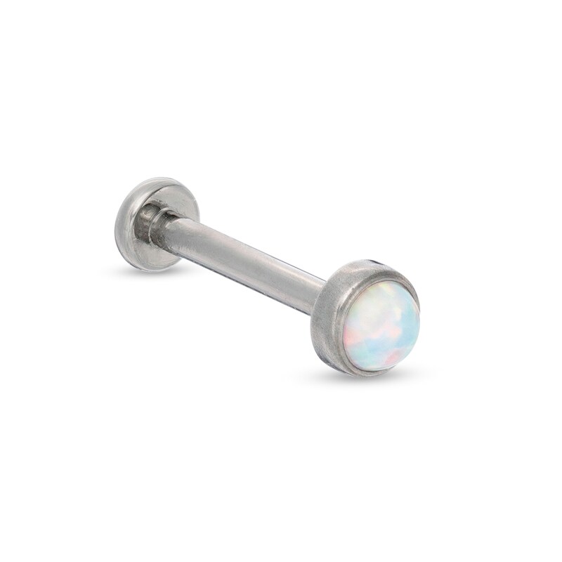 018 Gauge 3mm Simulated Opal Cartilage Barbell in Titanium - 5/16"