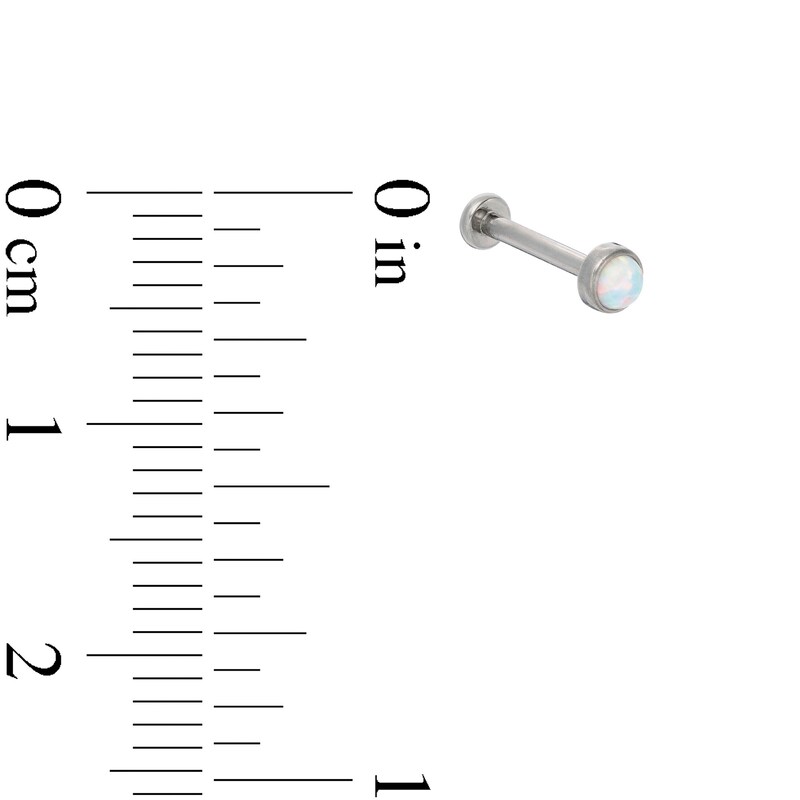 018 Gauge 3mm Simulated Opal Cartilage Barbell in Titanium - 5/16"