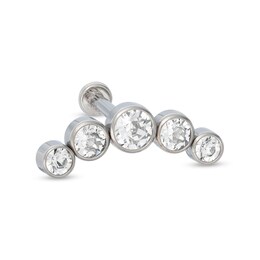 018 Gauge Crystal Five Stone Curved Cartilage Barbell in Titanium - 5/16&quot;