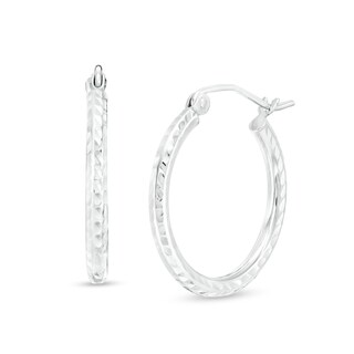 20mm Diamond-Cut Hoop Earrings in 14K Tube Hollow Gold
