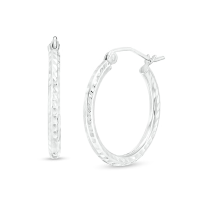 20mm Diamond-Cut Hoop Earrings in 14K Tube Hollow Gold