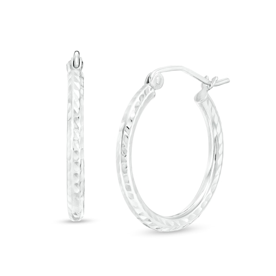 20mm Diamond-Cut Hoop Earrings in 14K Tube Hollow Gold