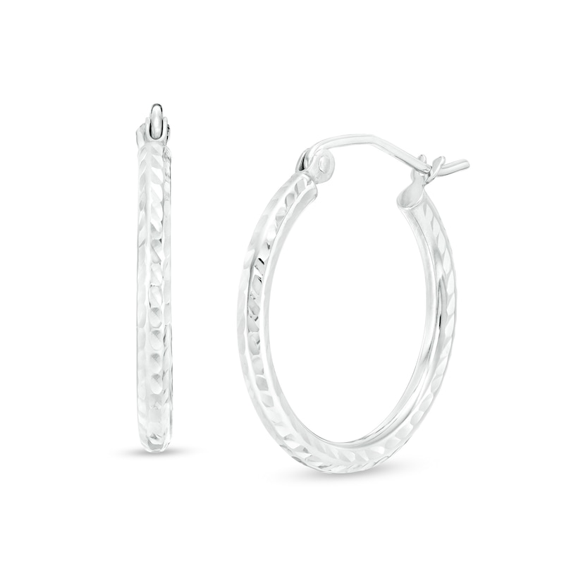 20mm Diamond-Cut Hoop Earrings in 14K Tube Hollow Gold