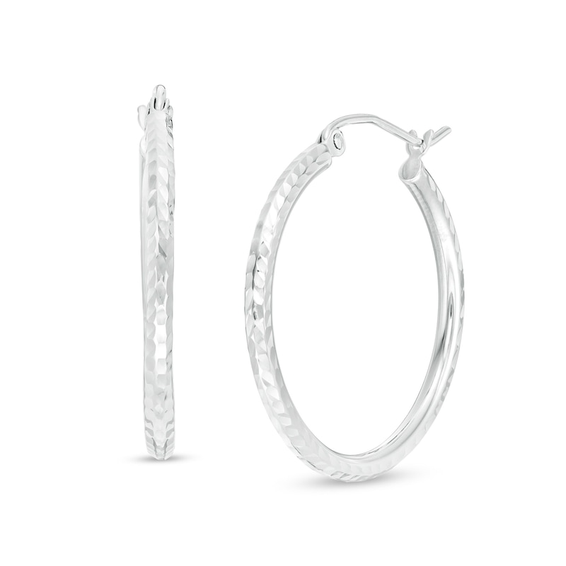 25mm Diamond-Cut Hoop Earrings in 14K Tube Hollow Gold