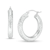 Thumbnail Image 0 of 25mm Diamond-Cut Hoop Earrings in 14K Tube Hollow White Gold