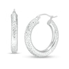 Thumbnail Image 1 of 25mm Diamond-Cut Hoop Earrings in 14K Tube Hollow White Gold