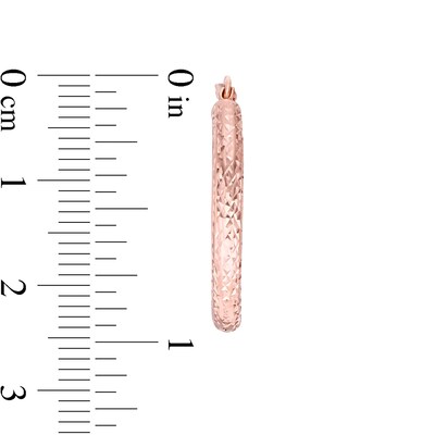 25mm Diamond-Cut Hoop Earrings in 14K Tube Hollow Rose Gold
