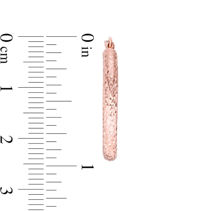 Main Image 2 of 25mm Diamond-Cut Hoop Earrings in 14K Tube Hollow Rose Gold
