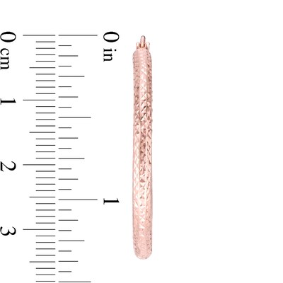 35mm Diamond-Cut Hoop Earrings in 14K Tube Hollow Rose Gold