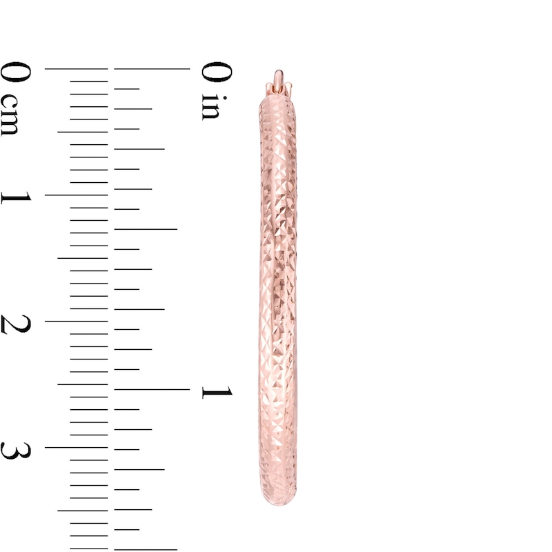 Main Image 2 of 35mm Diamond-Cut Hoop Earrings in 14K Tube Hollow Rose Gold