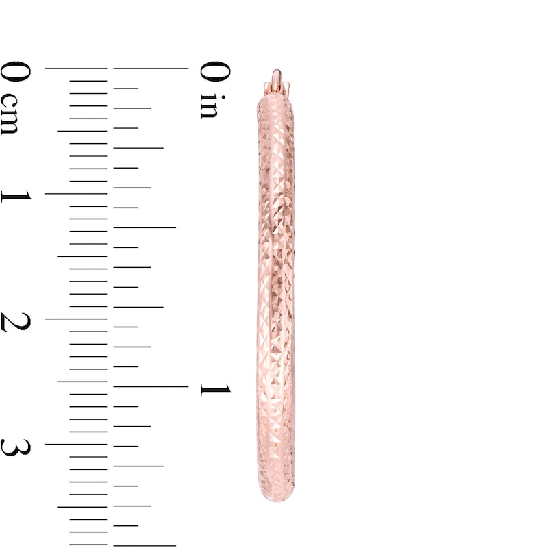 35mm Diamond-Cut Hoop Earrings in 14K Tube Hollow Rose Gold