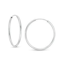 28mm Continuous Tube Hoop Earrings in Hollow Sterling Silver