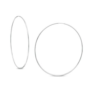 70mm Continuous Tube Hoop Earrings in Hollow Sterling Silver