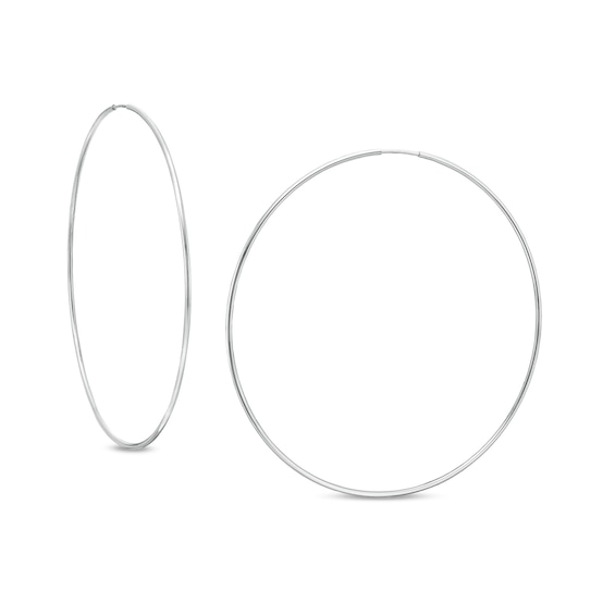 70mm Continuous Tube Hoop Earrings in Hollow Sterling Silver