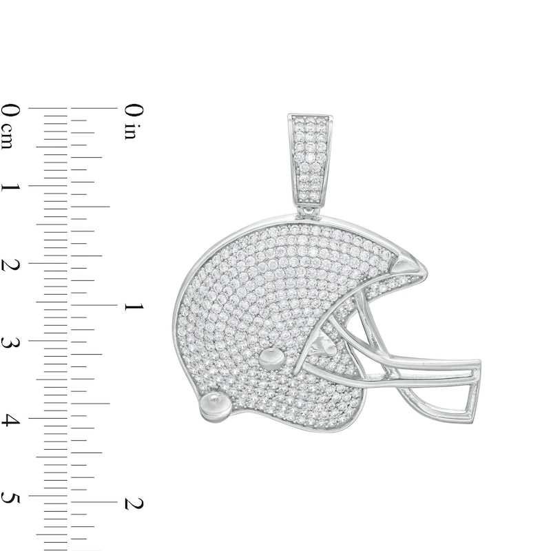 Main Image 2 of Cubic Zirconia Football Helmet Necklace Charm in Sterling Silver