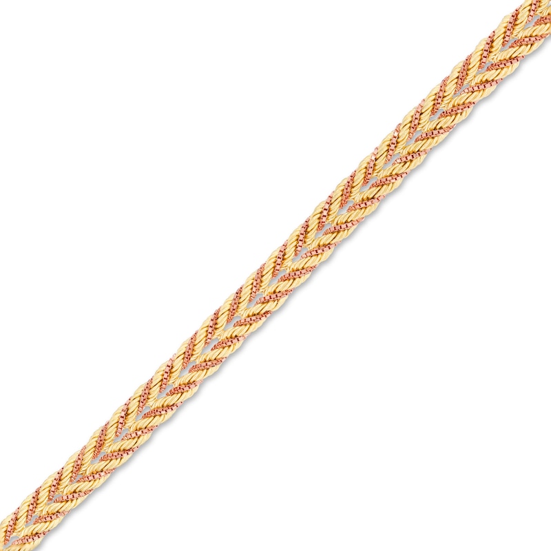 014 Gauge Rope Chain Double Row Bracelet in 10K Two-Tone Gold - 7.5"