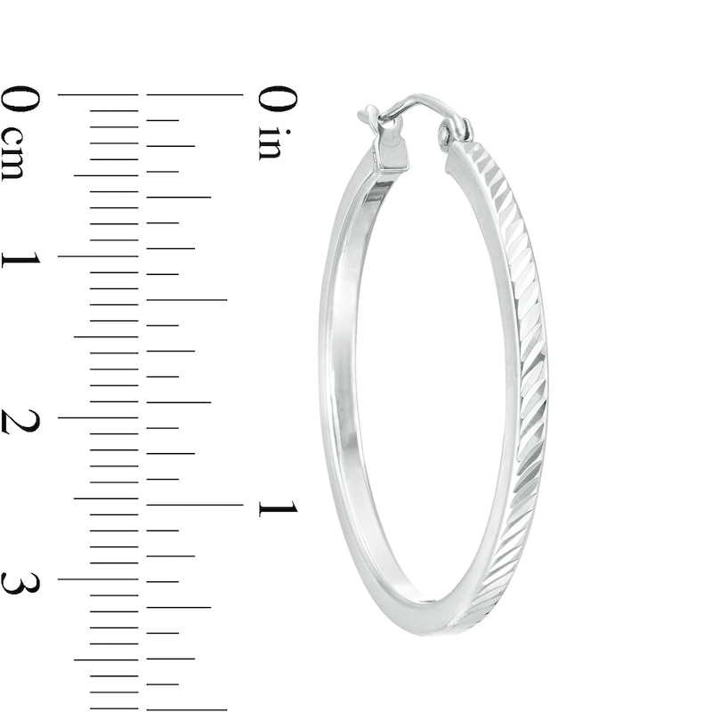 Silver Oval Square Edge Hoop Earring