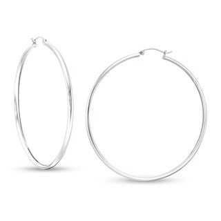56mm Tube Hoop Earrings in Hollow Sterling Silver
