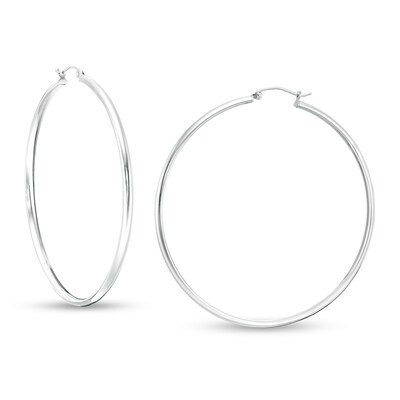 56mm Tube Hoop Earrings in Hollow Sterling Silver