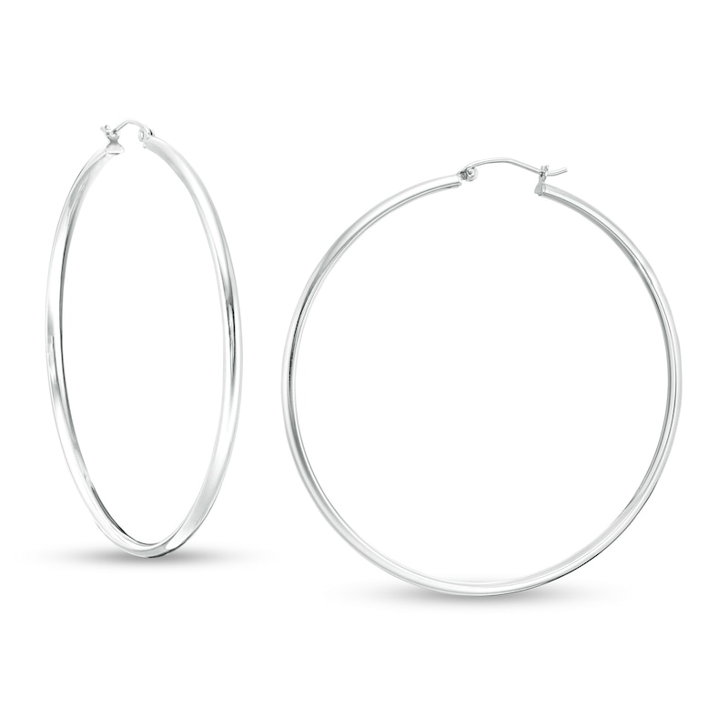 56mm Tube Hoop Earrings in Hollow Sterling Silver