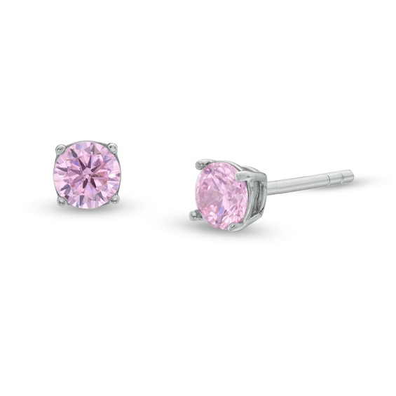 4mm Cubic Zirconia Solitaire Stud Earrings in Solid Sterling Silver