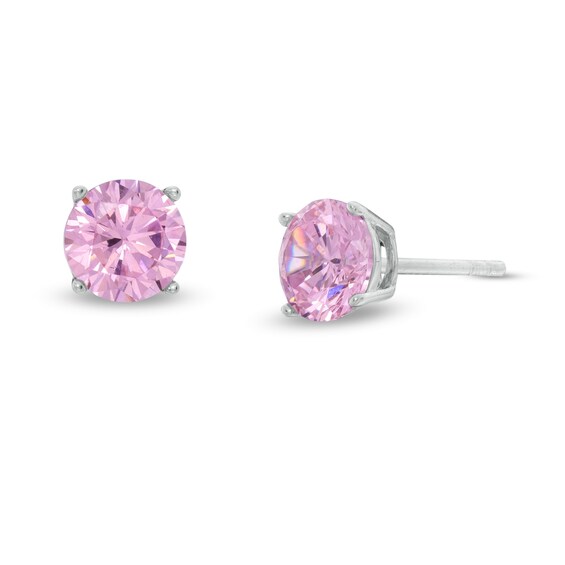 6mm Cubic Zirconia Solitaire Stud Earrings in Sterling Silver