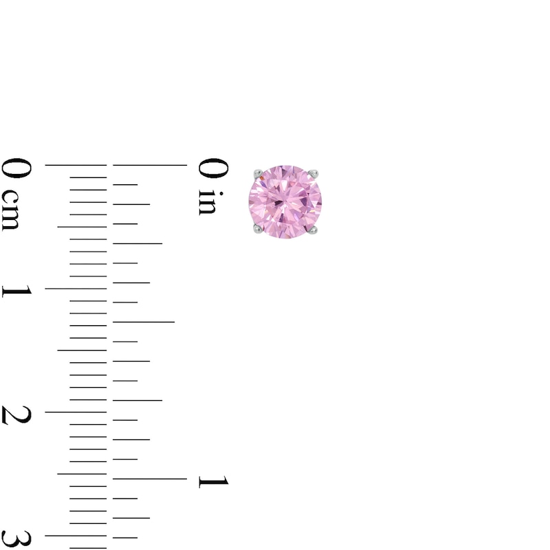 Main Image 2 of 6mm Pink Cubic Zirconia Solitaire Stud Earrings in Sterling Silver