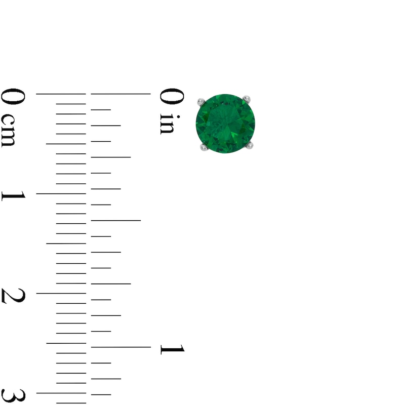 Main Image 2 of 6mm Green Cubic Zirconia Solitaire Stud Earrings in Sterling Silver
