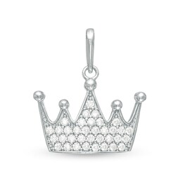 Cubic Zirconia Composite Crown Necklace Charm in 10K White Gold