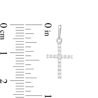 Cubic Zirconia Cross Necklace Charm in 10K Solid White Gold