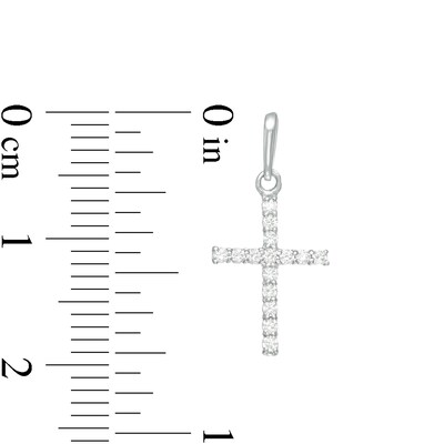 Cubic Zirconia Cross Necklace Charm in 10K Solid White Gold