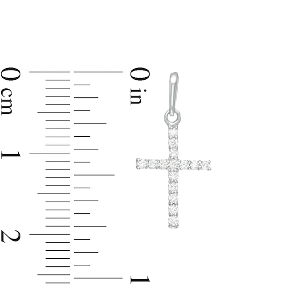 Cubic Zirconia Cross Necklace Charm in 10K Solid White Gold
