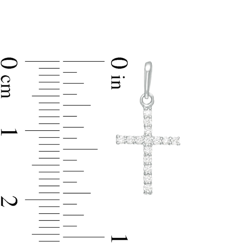 Main Image 2 of Cubic Zirconia Cross Necklace Charm in 10K Solid White Gold