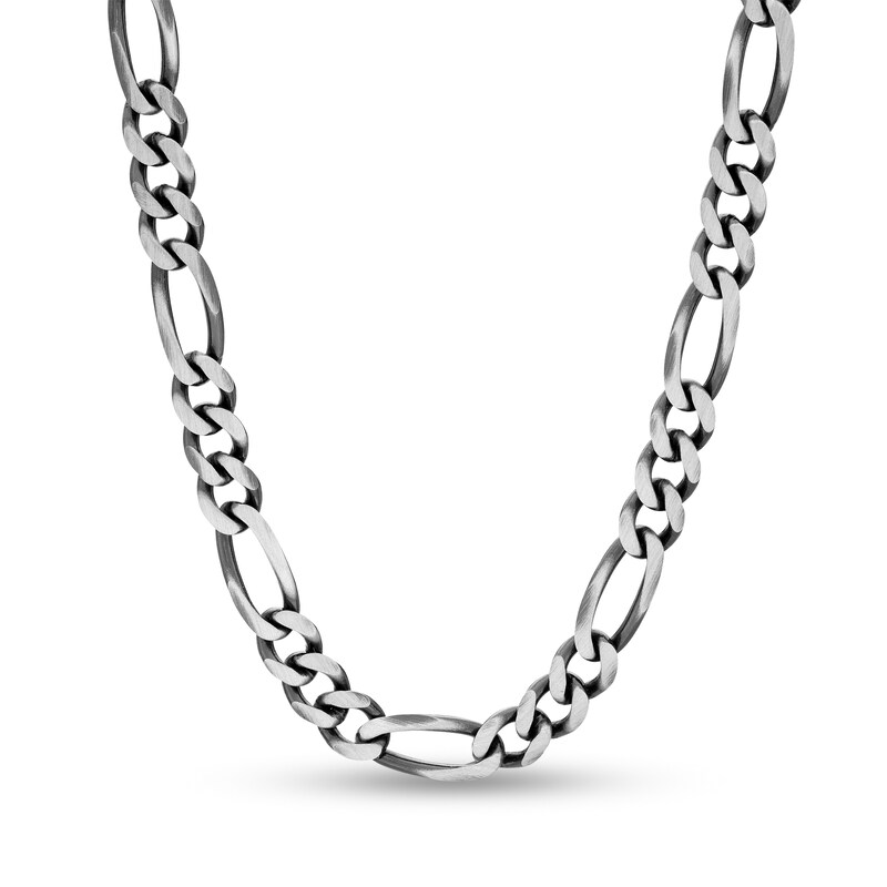 180 Gauge Oxidized Figaro Chain Necklace in Sterling Silver - 24"