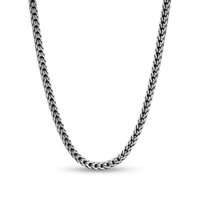 430 Gauge Oxidized Foxtail Chain Necklace in Sterling Silver - 26"