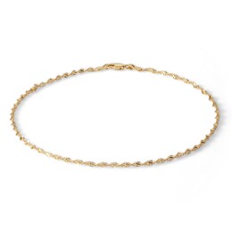 10K Solid Gold Dorica Singapore Chain Anklet - 10&quot;