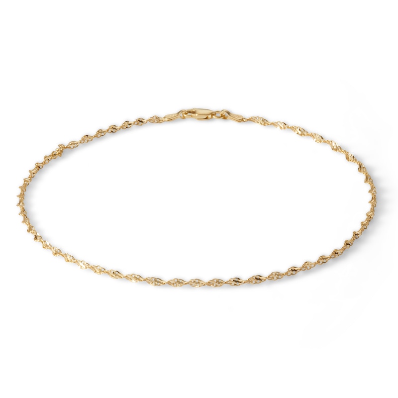Main Image 1 of 10K Solid Gold Dorica Singapore Chain Anklet - 10"