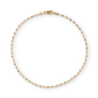10K Solid Gold Dorica Singapore Chain Anklet - 10"