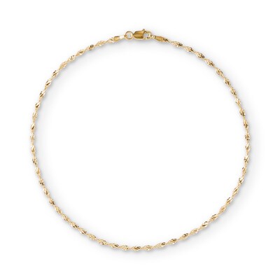10K Solid Gold Dorica Singapore Chain Anklet - 10"