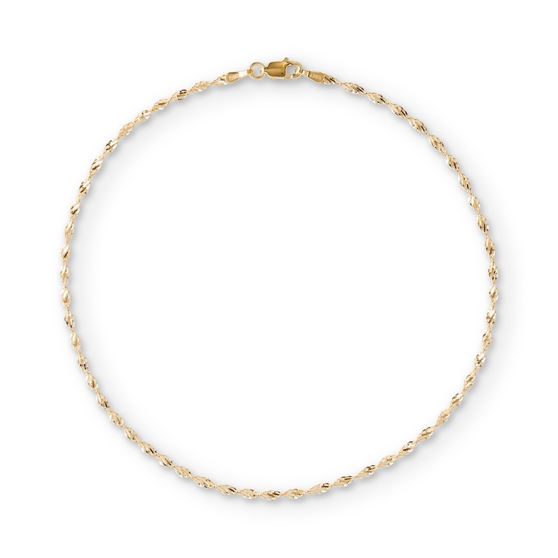 Main Image 2 of 10K Solid Gold Dorica Singapore Chain Anklet - 10"