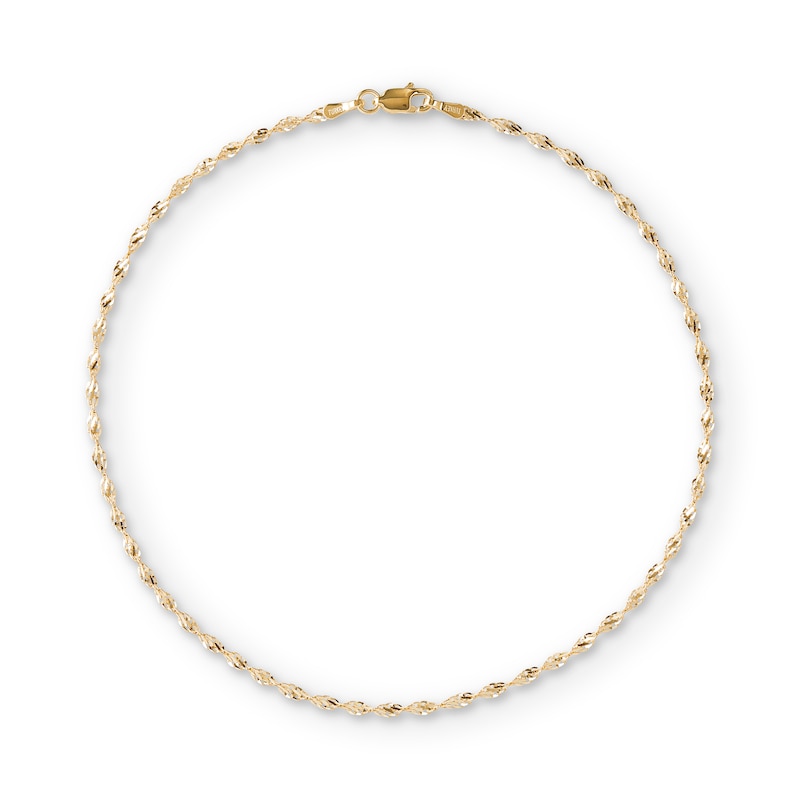 030 Gauge Dorica Singapore Chain Anklet in 10K Solid Gold - 10"