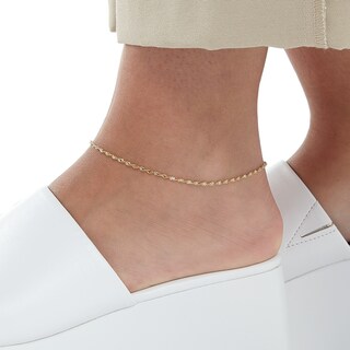 10K Solid Gold Dorica Singapore Chain Anklet - 10"