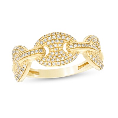 1/3 CT. T.W. Diamond Pavé Oval Link Trio Ring in 10K Gold