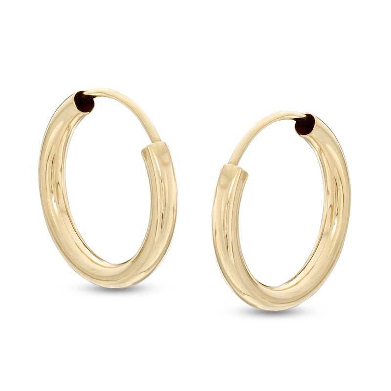 15mm Hoop Earrings in 14K Tube Hollow Gold