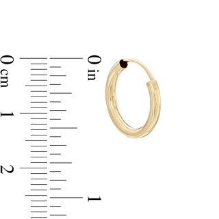 15mm Hoop Earrings in 14K Tube Hollow Gold