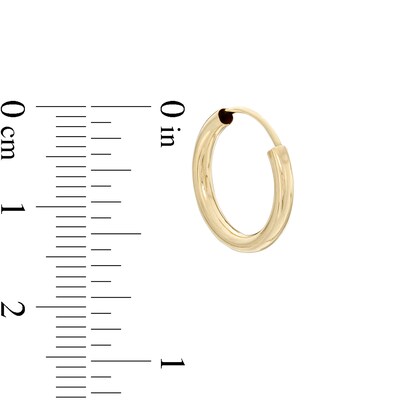 15mm Hoop Earrings in 14K Tube Hollow Gold