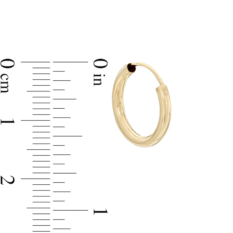 15mm Hoop Earrings in 14K Tube Hollow Gold