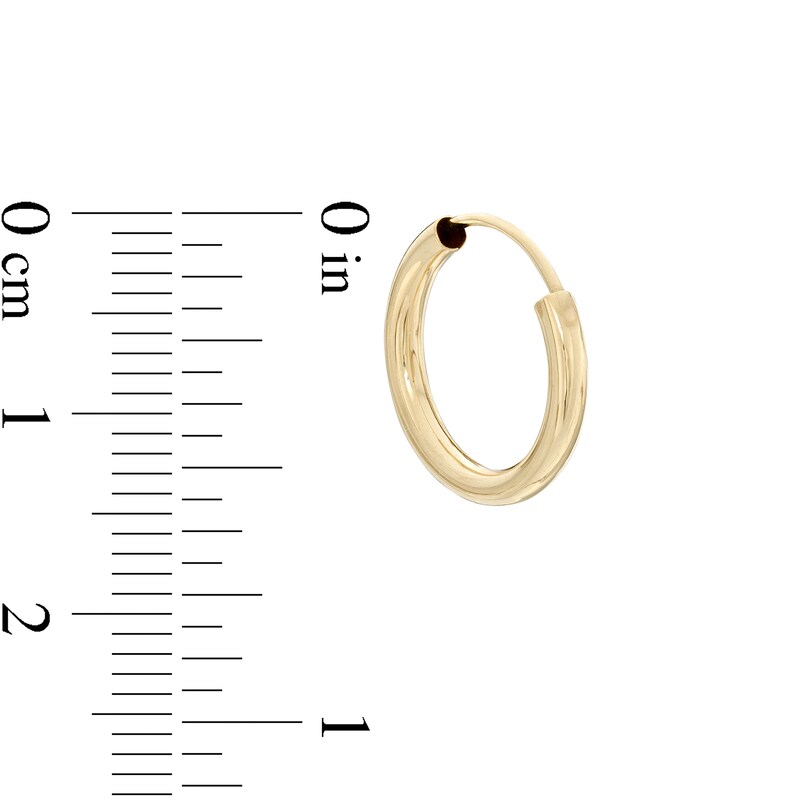 15mm Hoop Earrings in 14K Tube Hollow Gold