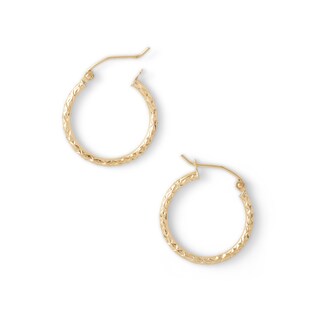 20mm Diamond-Cut Hoop Earrings in 14K Tube Hollow Gold