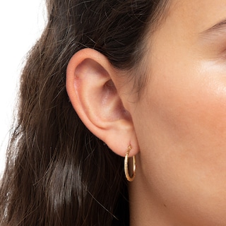 20mm Diamond-Cut Hoop Earrings in 14K Tube Hollow Gold